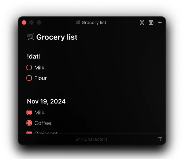 Grocery list