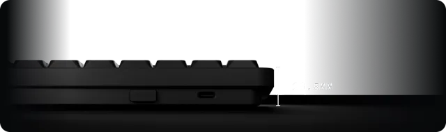 Side profile showing the keyboard's ultra-thin height