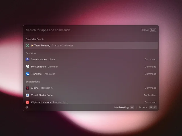Raycast — Raycast root search with Calendar Event