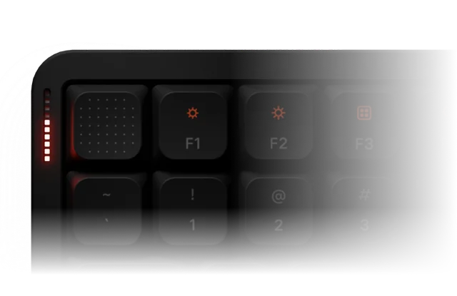 RGB light bar glowing along the edge of the keyboard