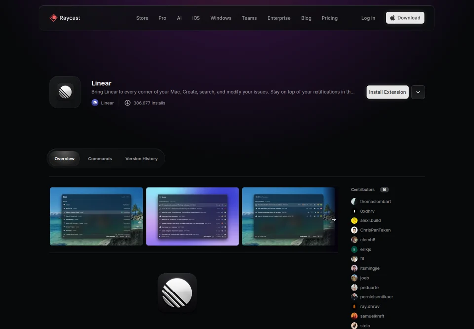 Captured Extension detail page